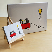 Load image into Gallery viewer, best friends | BFF penguins red wagon | 12x16