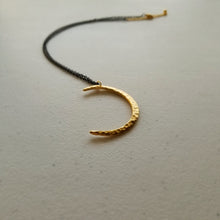 Load image into Gallery viewer, Crescent Moon Necklace Pendant on midnight black chain
