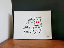 Load image into Gallery viewer, 4 cute bears with red bow ties and ribbons
