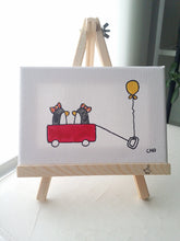 Load image into Gallery viewer, best friends | BFF penguins red wagon | 12x16
