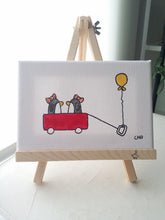 Load image into Gallery viewer, best friends | BFF penguins red wagon | 12x16