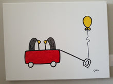 Load image into Gallery viewer, best friends | BFF penguins red wagon | 12x16