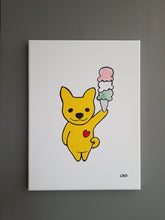Load image into Gallery viewer, golden yellow jindo dog with heart holding ice cream cone