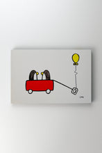 Load image into Gallery viewer, best friends | BFF penguins red wagon | 12x16