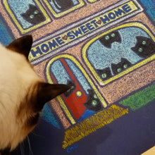 Load image into Gallery viewer, home sweet home | cat house | oil pastel illustration
