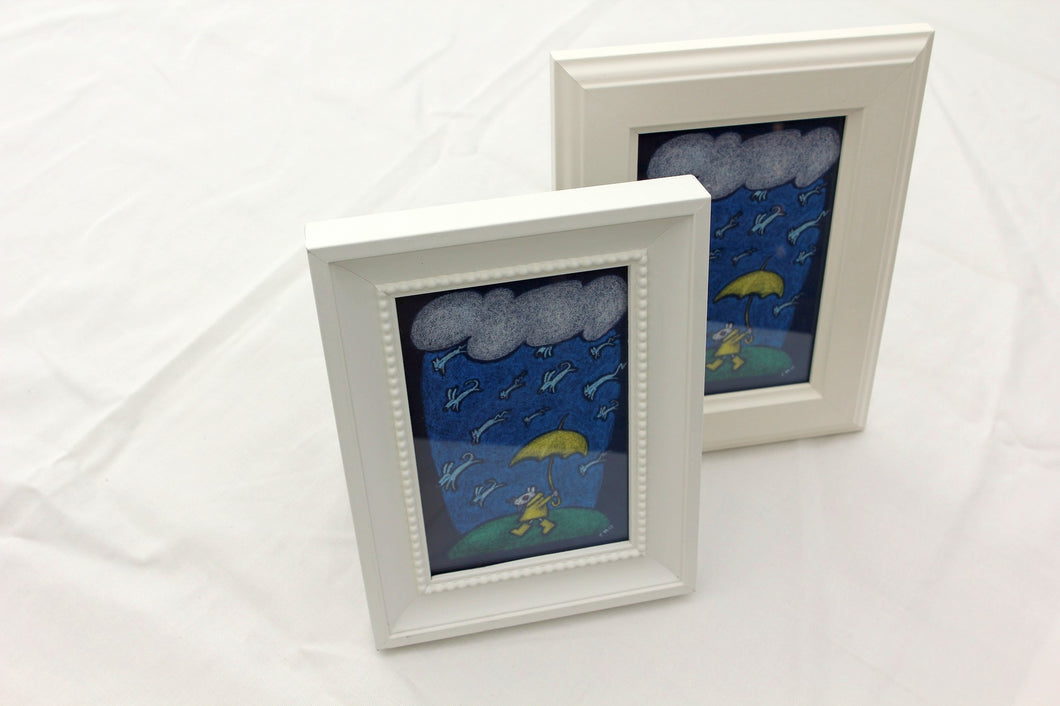 raining cats & dogs | raincoats rainboots umbrellas springtime | canvas print | framed 4x6 print
