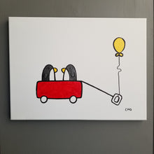 Charger l&#39;image dans la galerie, meilleurs amis | Wagon rouge pingouins BFF | 12x16
