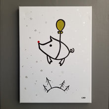 Load image into Gallery viewer, Christmas piggie | flying pig, Rudolph | 12x16
