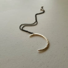 Load image into Gallery viewer, Crescent Moon Necklace Pendant on midnight black chain
