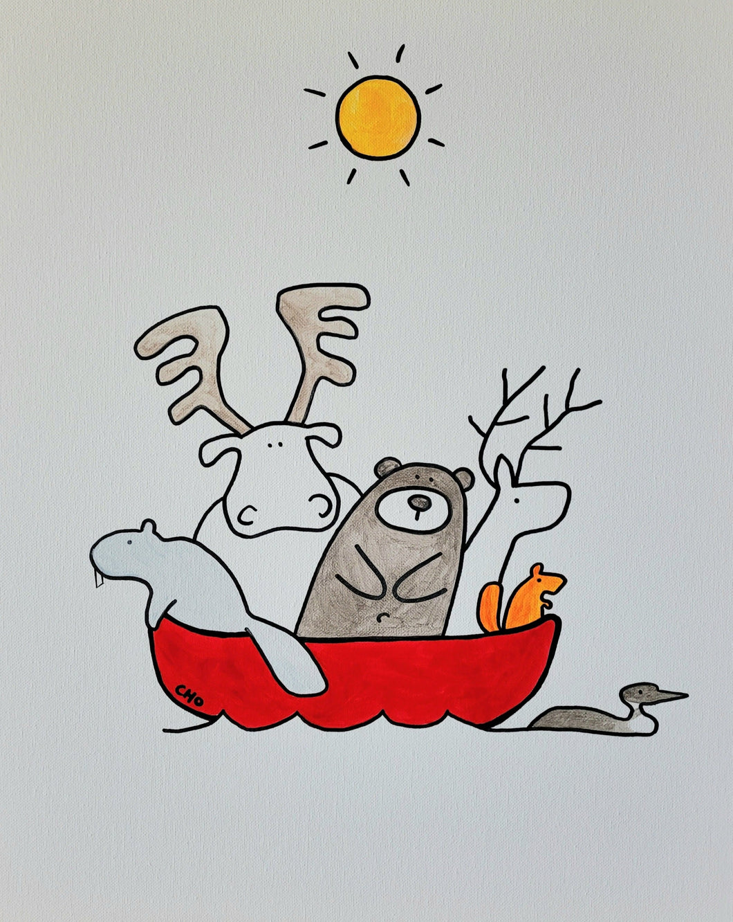 Canadian ark | red canoe | 16x20