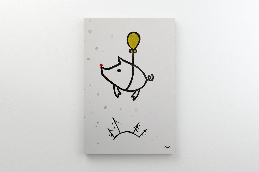 Christmas piggie | flying pig, Rudolph | 12x16