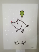 Load image into Gallery viewer, Christmas piggie | flying pig, Rudolph | 12x16
