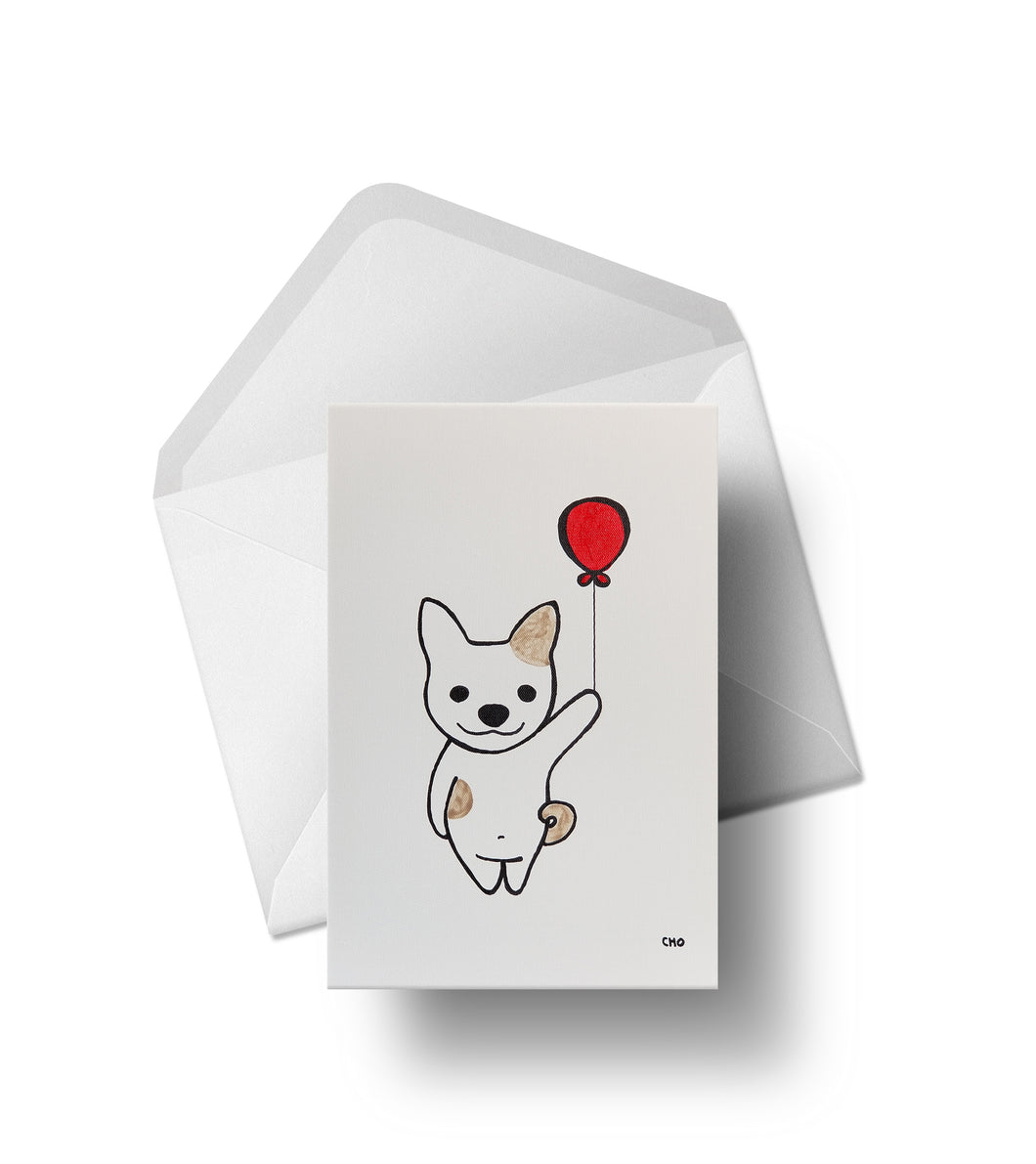 chiot Amour | Cartes de voeux colorées à la main