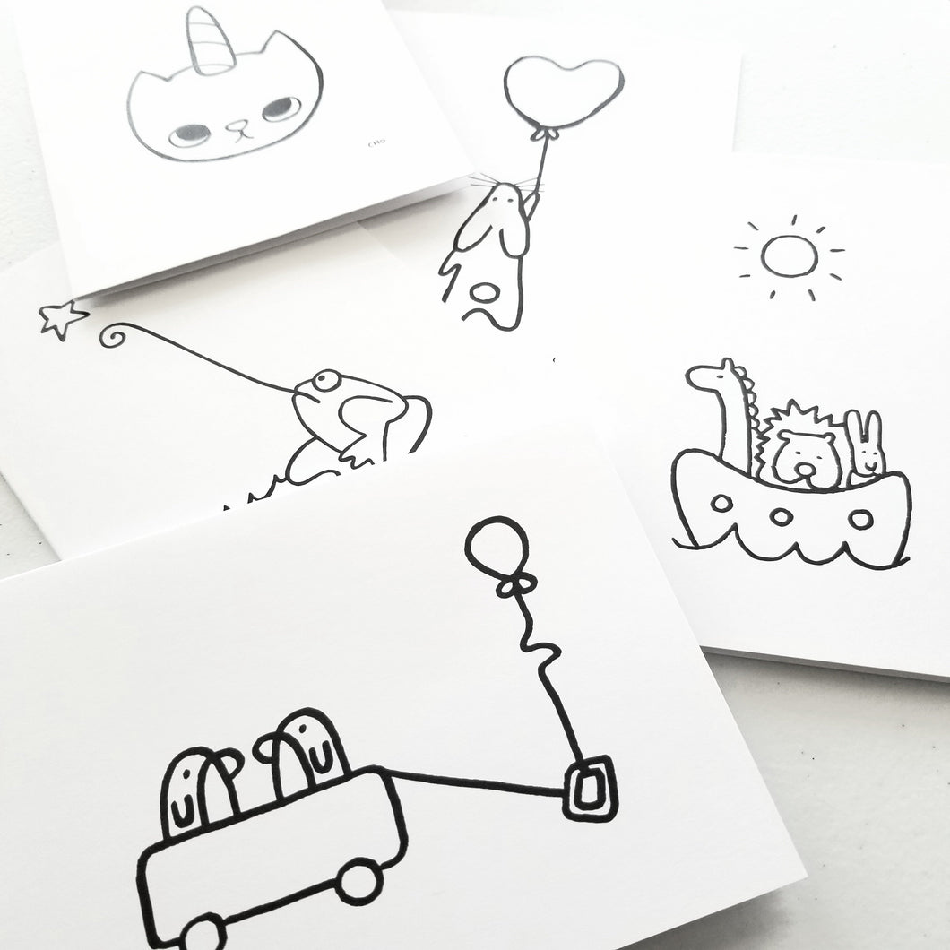 coloriez votre propre pack de 5 | Cartes de voeux